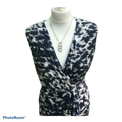 PLANET Blue White Nude Sleeveless Stretchy Dress UK 10 36 Business Zoom  Office | eBay