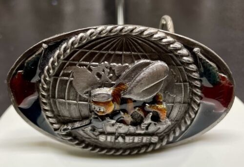 Vintage Belt Buckle Featuring The Seabees, The U.S. Navy Construction Battalion.