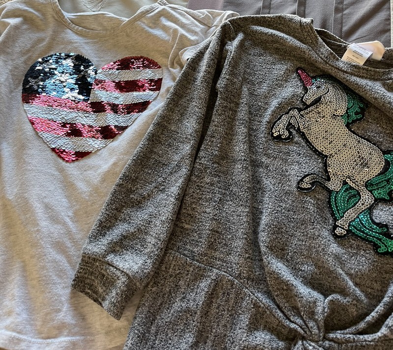 Lot of 2 sequin girls size 7 tops