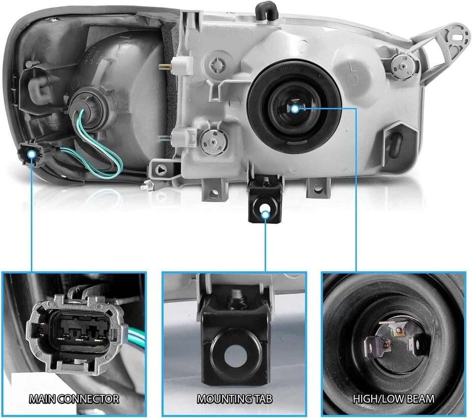 Комплект из 4 черных фар для Nissan Pathfinder 1999-2004 годов выпуска с парковочным угловым фонарем - Изображение 4 из 4