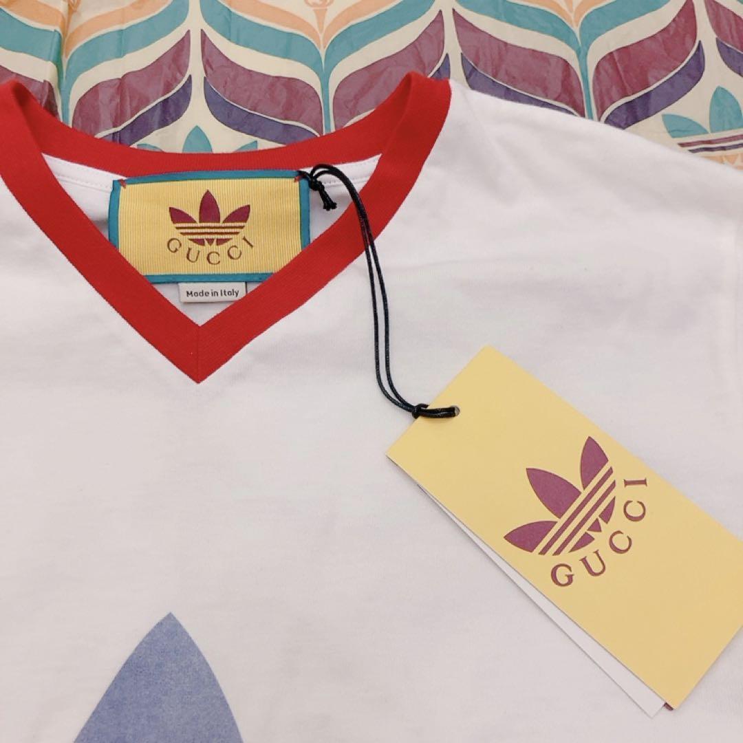New GUCCI adidas Women's T-shirt S size White Red Short