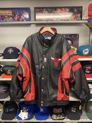 Vintage Chicago Bulls Leather Jacket Size Large Starter NBA | eBay