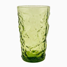 Anchor Hocking Lido Milano Avocado Green MCM Juice Glass 60's Textured Tumbler