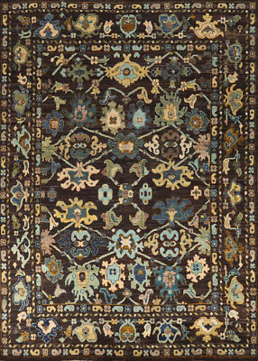 Floral Vegetable Dye Brown Oushak Turkish Area Rug 8x10 Hand-knotted Carpet