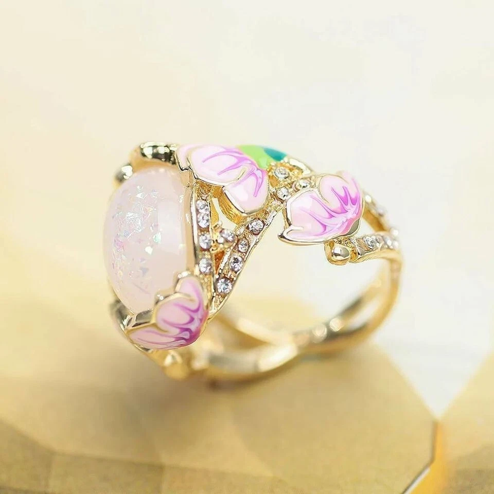 Zirkonia und Lab Opal Blumen Damen Ring Größe 57 - Bild 2 von 4