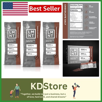 Rich Chocolate Salt Beverage with Magnesium | LMNT Zero Sugar Mix | 30 Servings