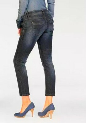 Timezone Jeans Slim Fit NaliTZ W27 L30 Damen Stretch Denim Hose Indigo Blau Used