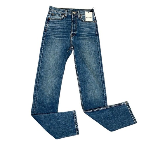 NWT RE/DONE 70s Ultra High Rise Stove Pipe Jeans Western Blue Size 25