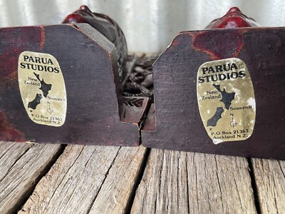 VINTAGE Parua Studios NEW ZEALAND Maori Head BOOKENDS BOOK ENDS