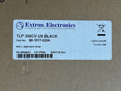 Extron TLP 350CV US Black 60-1017-020A Touchlink 3.5'' Touch panel, 60-1017-0200