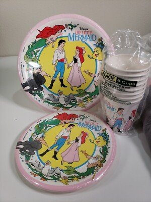 DISNEY LITTLE MERMAID piece set Birthday Beach Party supplies 90's Kids  Sealed
