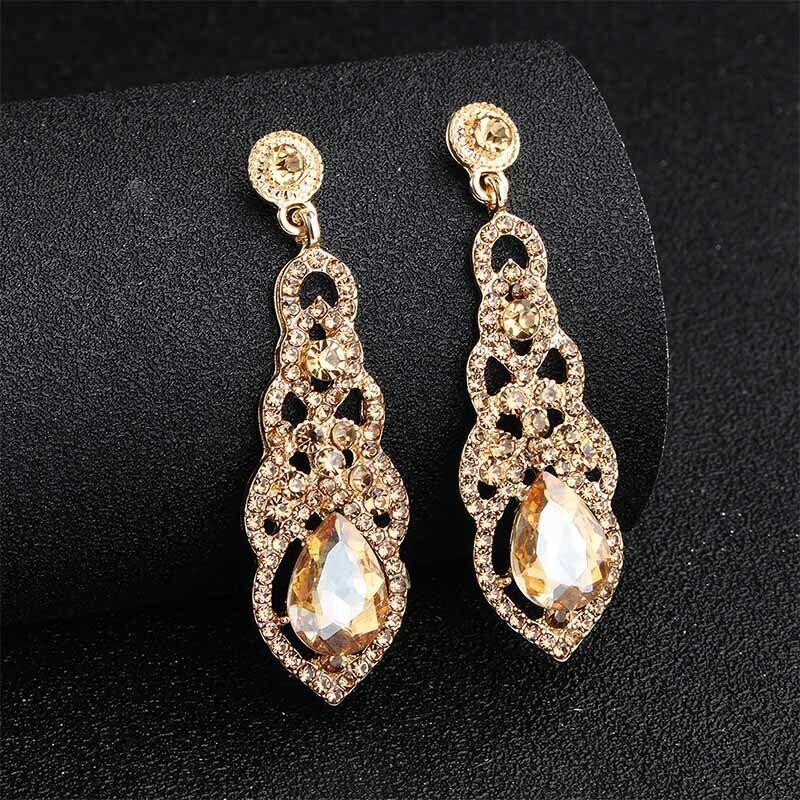 gold earrings for formal dress Infatuated Drop Flower Earrings - Gold main image 0