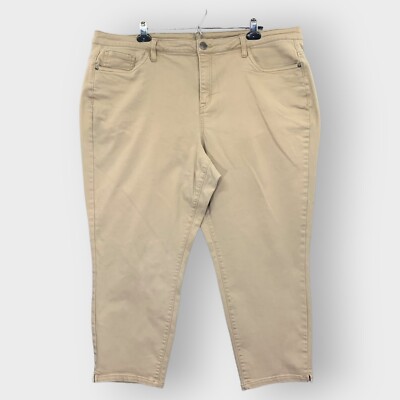 Lane Bryant Cropped Pants Women 24 Beige Vanilla 5-Pocket Design Stretch K36