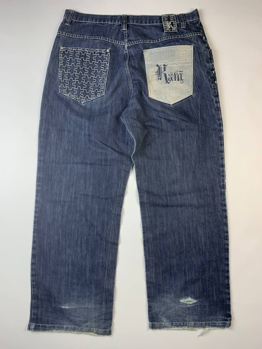 Karl kani デニム KARL KANI Wash Denim Embroidered Puzzle Baggy Jeans Size 39