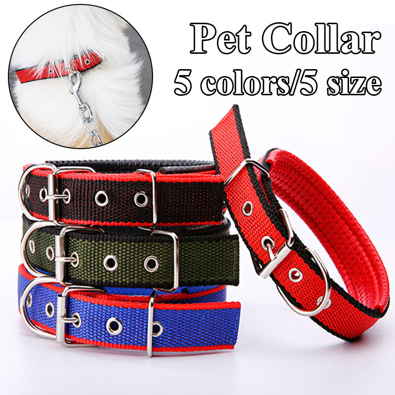 Nylon Dog Collar Strong Metal Buckle Soft Padded Collar for Medium Large  Dogs