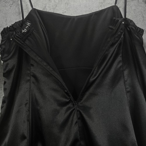 Vintage Ruby Rox Evening Dress 16 Black & Silver Satin Sequins Bubble Hem Prom - Picture 12 of 15