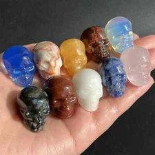 5pcs Natural Mixed hand carved skull quartz crystal skull reiki healing