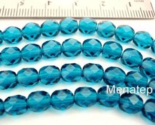 50 4 mm Czech Glass Fire Polished Beads: Dark Teal
