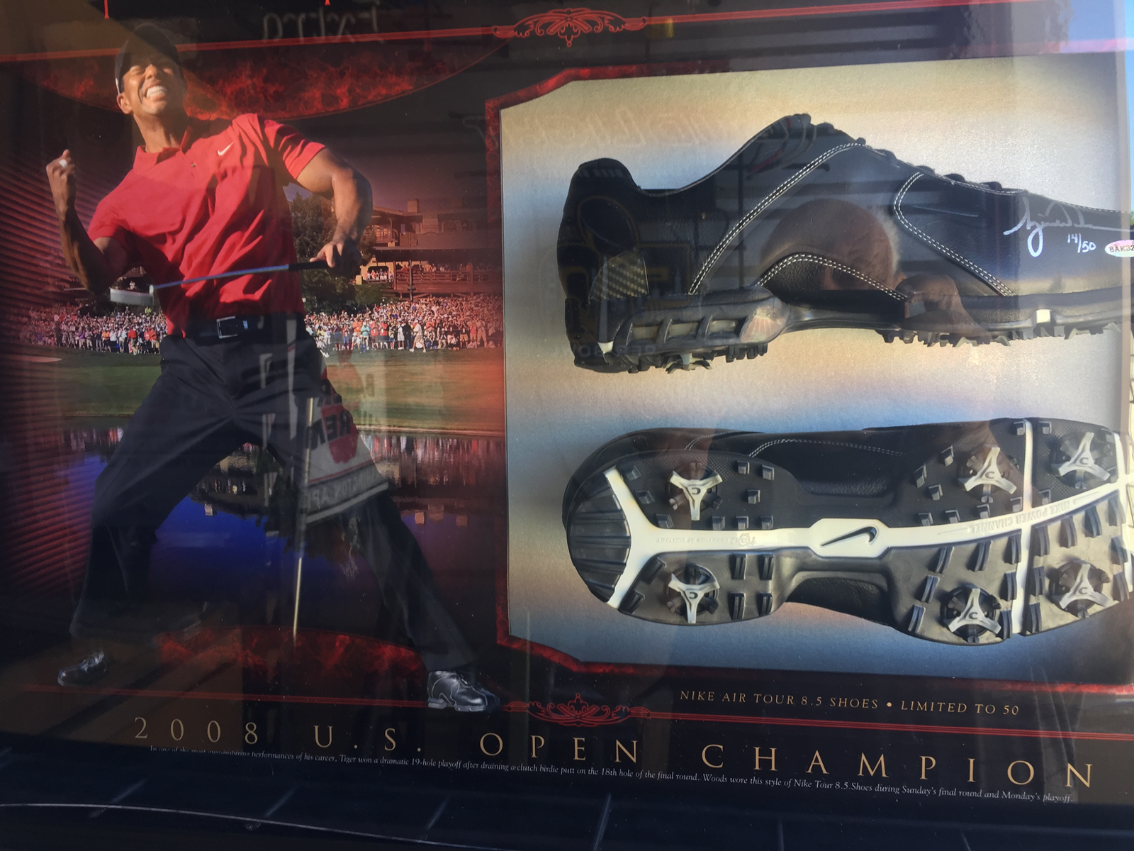 Tiger Woods Autographed Signed 2008 US Open Nike Shoe Display LE 14/50 