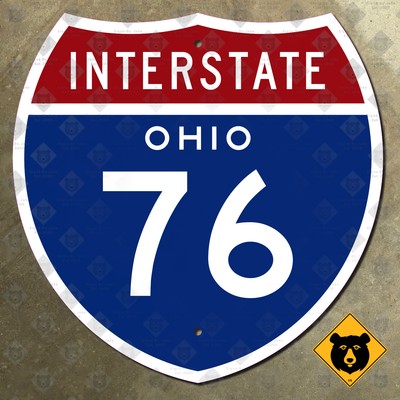 Ohio Interstate 76 highway route sign 1957 Akron Youngstown turnpike 12x12