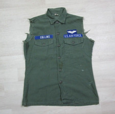 Vintage United States Air Force OG 107 SATEEN Shirt 15 1/2 x 35 Distressed