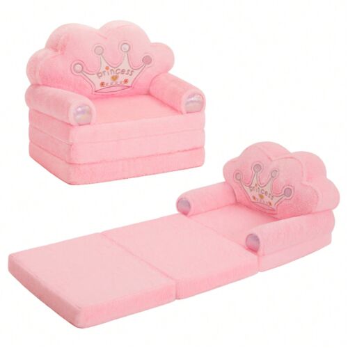 Comfy Foldable Toddler Chair. Princess Kids Couch for Girls.