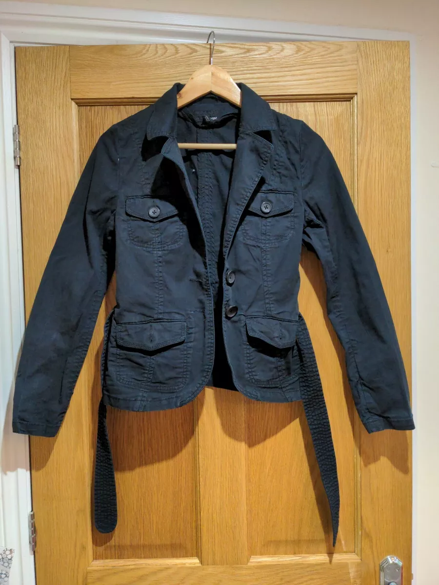 Teenagers girl womens black jacket size 6 8 H M comfy smart work 6.99p