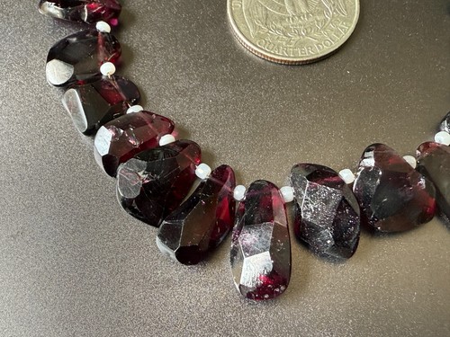 Garnet gemstone nugget beads size 20-12 mm handmade faceted polished BA-11 - Picture 3 of 8