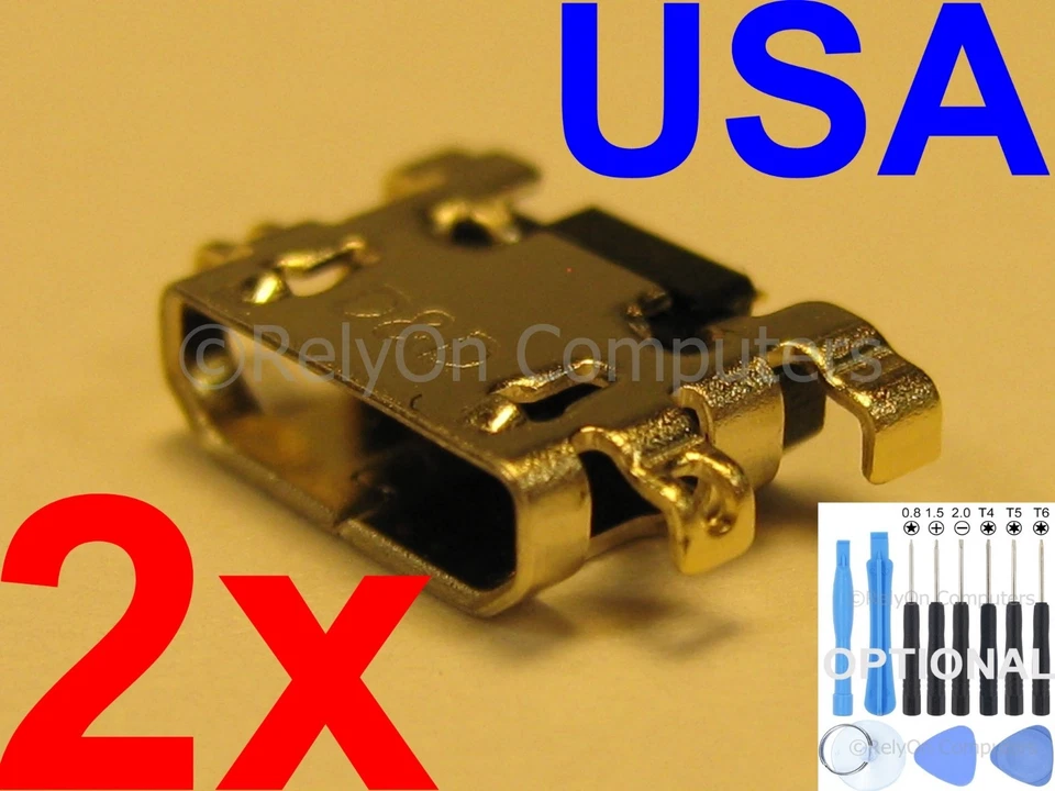 2x USB Charging Port Micro Sync For Amazon Kindle Fire HD8 SX034QT 7th Gen 2017