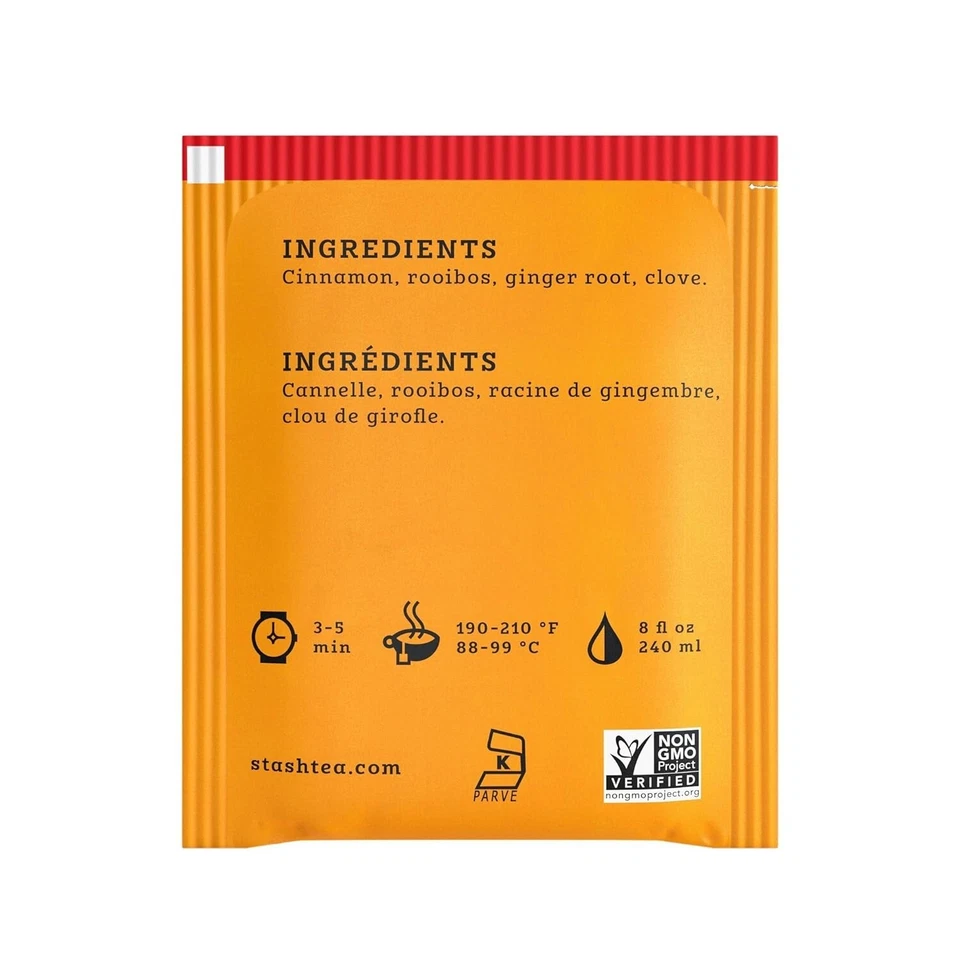 Stash Tea Spice Dragon Red Chai té de hierbas, caja de 100 bolsitas de té EE. UU. Foto 3 de 4