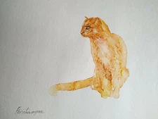 Mountine Lion, Animal, Watercolor artwork, Handmade, Original painting on paper