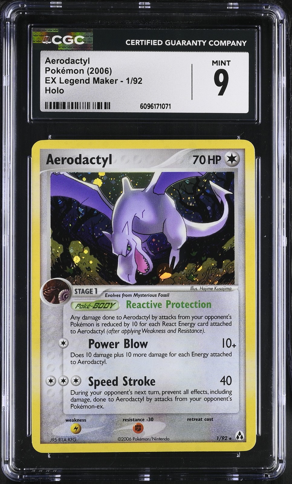 CGC 9 MINT Aerodactyl 2006 EX Legend Maker 1/92 Holo Pokemon Card