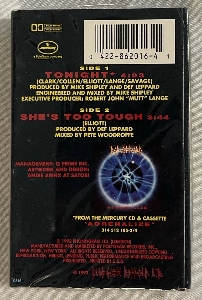 FACTORY SEALED Def Leppard Tonight cassette US 1993 RARE ROCK METAL 862016-4 - Image 2 of 2