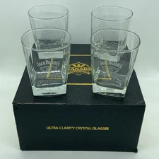 Kaners Jack Daniel’s Old No 7 Ultra Clarity Crystal Whisky Glasses Set Of 4+Box