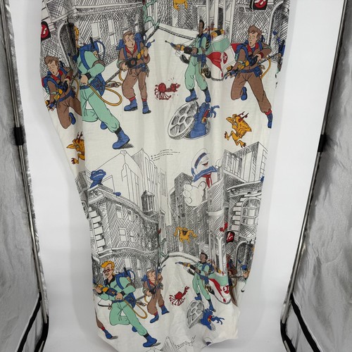 Vintage 1986 Ghostbusters Twin Fitted Bed Sheet Fabric Material Columbia Picture - Picture 2 of 4
