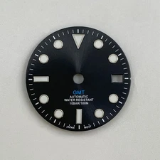 NH34 Dial 28.5mm Ice Blue Luminous Dial GMT Four-Hand Dial Fits NH34 Movement