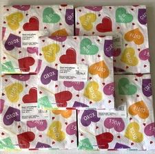 Creative Converting Lunch Napkins 20 Ct. Ea. - Lot of 5 Packs Hearts / Lollipops