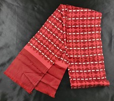 Vintage 1960s Women's Scarf Two Tone Red, White Geometric Made Japan Apprx 6x68"