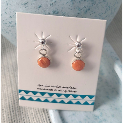 CB Native American Handmade Sterling Silver 925 Spiny Oyster Stud Earrings