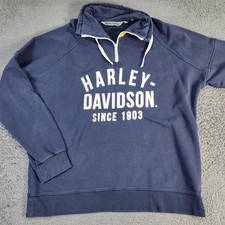 Harley-Davidson Sweatshirt Mens XL Blue 1/4 Zip Slim Fleece Since 1903 Graphic