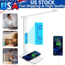 Desk Lamp with Wireless Charger USB Charging Port Dimmable Office Desk Light US
