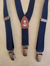 J. CREW CREWCUTS Boys Navy Anchor SUSPENDERS SIZE S-M