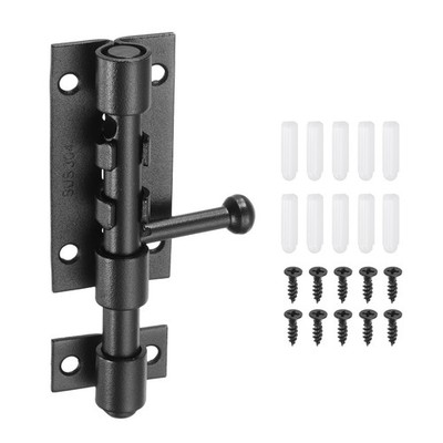 Für Slide Bolt Latch, 4 Zoll Edelstahl Riegel 10mm [Schwarz]
