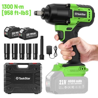 TaskStar 1300N.m Cordless Electric Impact Wrench 1/2 Inch High Torque Brushless