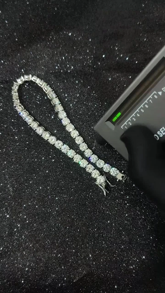 Cadena de tenis real sólida 925 circonita cúbica helada collar cadena hip hop Foto 2 de 4