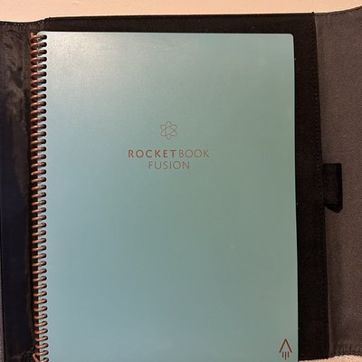 Rocketbook Fusion Smart Reusable Notebook (Teal) w/ Letter Size Portfolio Case