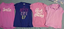 Lot of 4 Girls Purple  Pink Graphic Tops Size 10-12 M/L Justice, Under Armour