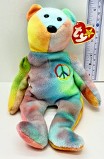 TY Beanie Baby Peace 1996 Pastel Tie Dye Bear W/ Tag FREE SHIPPING 