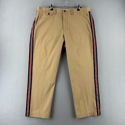 Polo Ralph Lauren Pants Mens Fits 38x27 Tan Khaki Cotton Straight Shuttle Tape