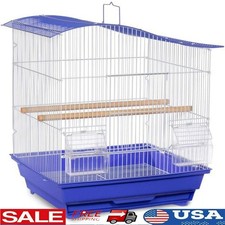 Cockatiel Cage Wave Top Roof Small Bird Habitat W/ Hooded Cups Perches Trays New